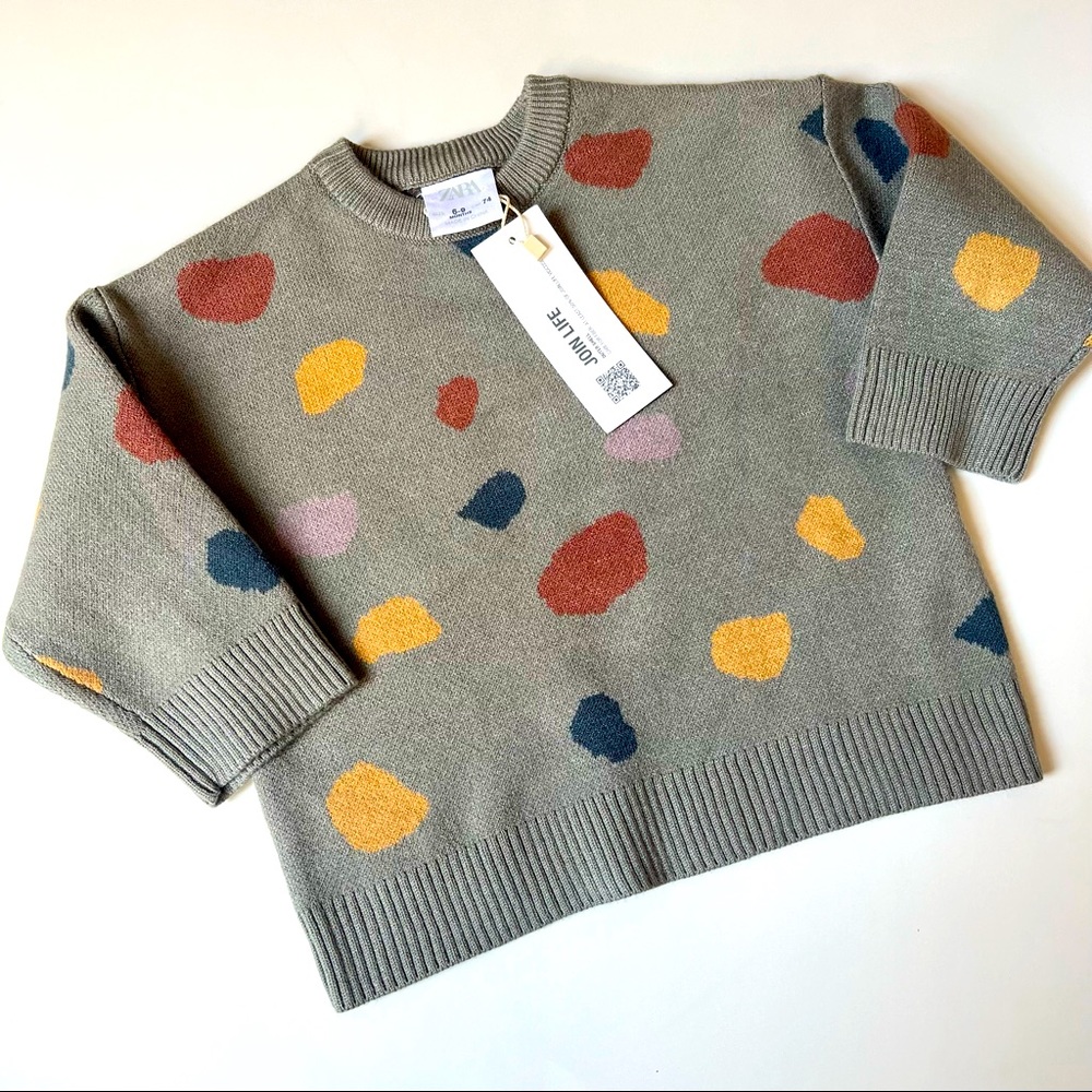 NEW Zara Baby Grey Abstract Spot Sweater